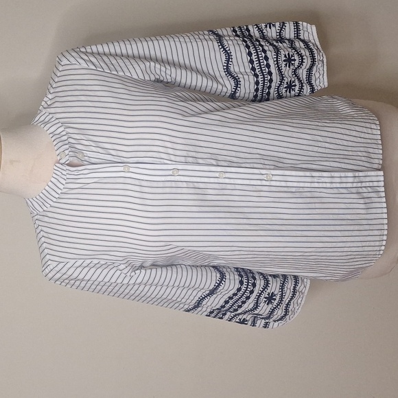 Madewell Striped Embroidered-Sleeve Shirt SZ XS - Picture 5 of 11